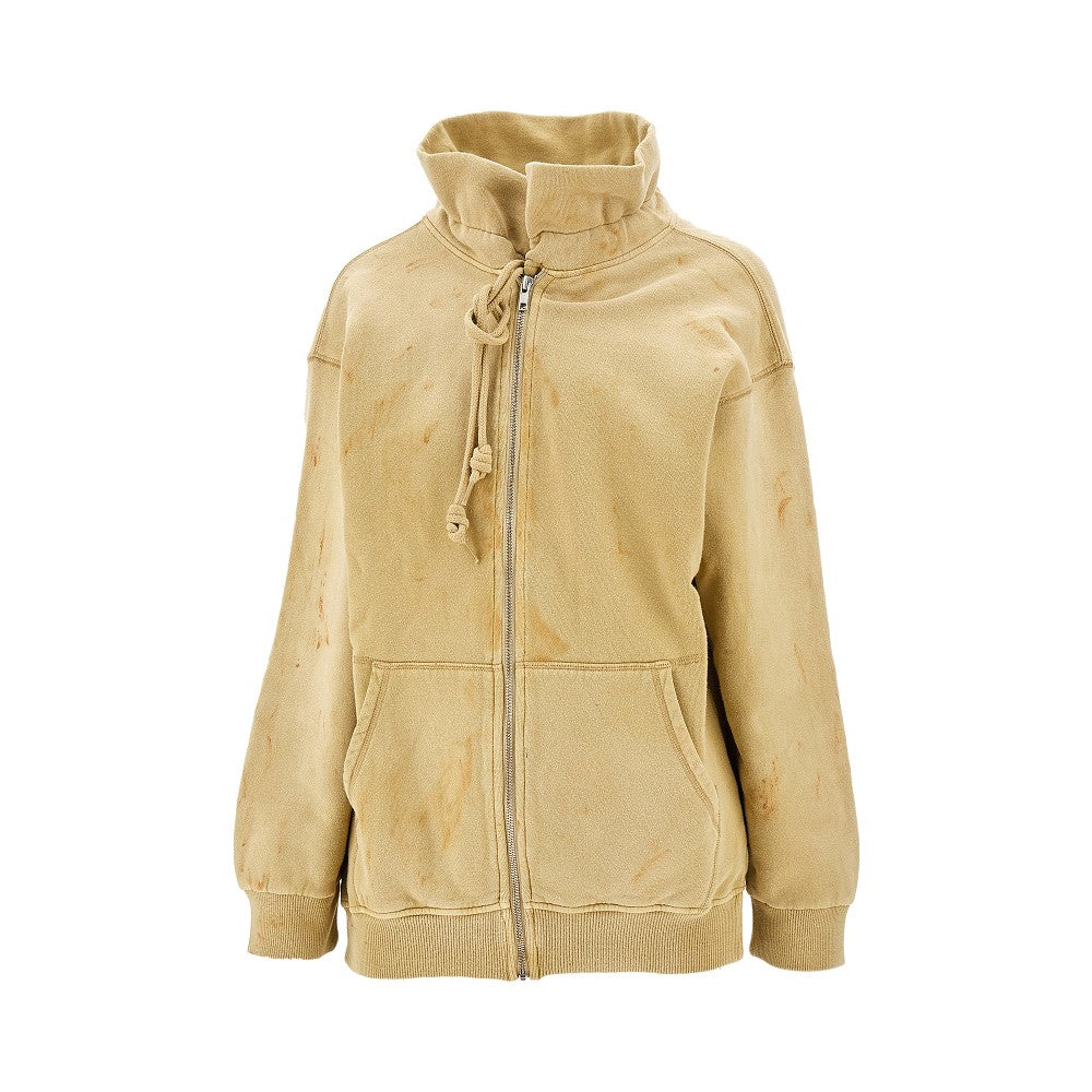 Felpa full-zip oversize con effetto sporco