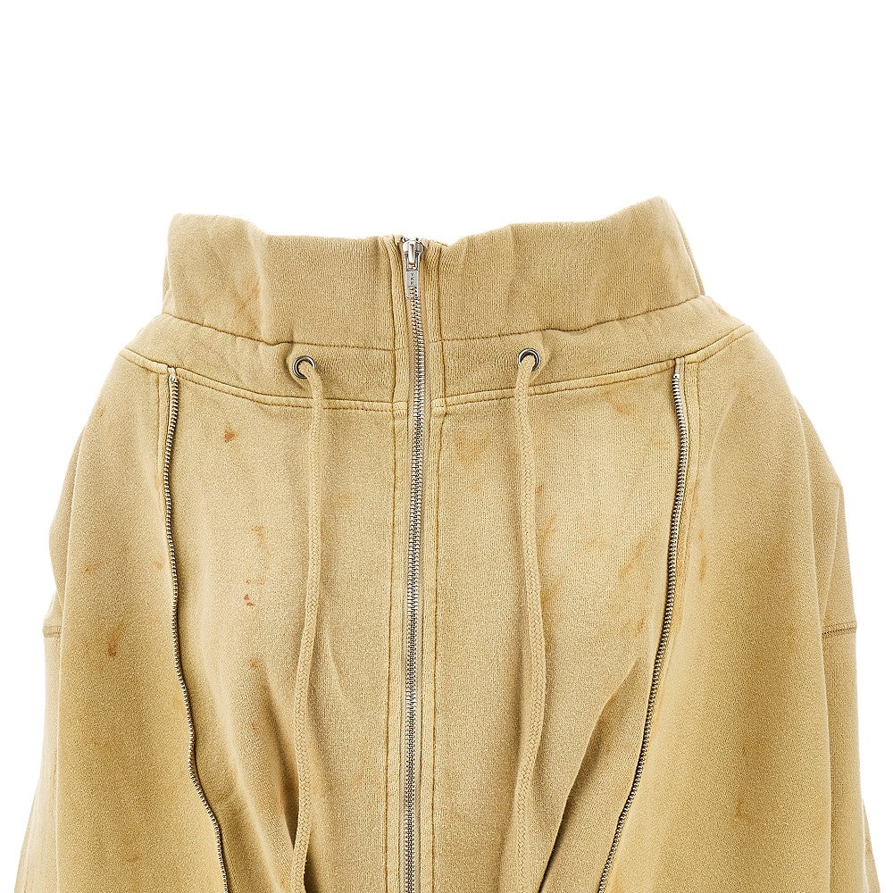 Felpa full-zip oversize con effetto sporco