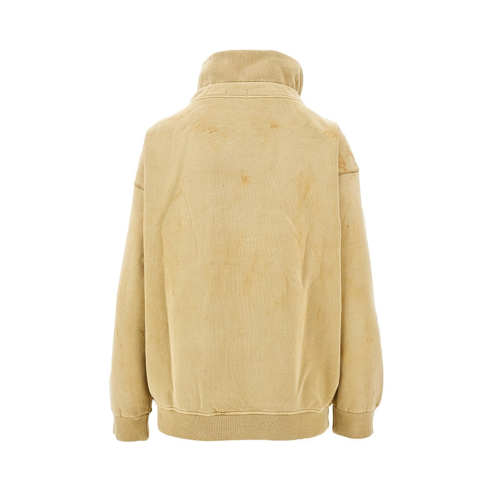 Felpa full-zip oversize con effetto sporco