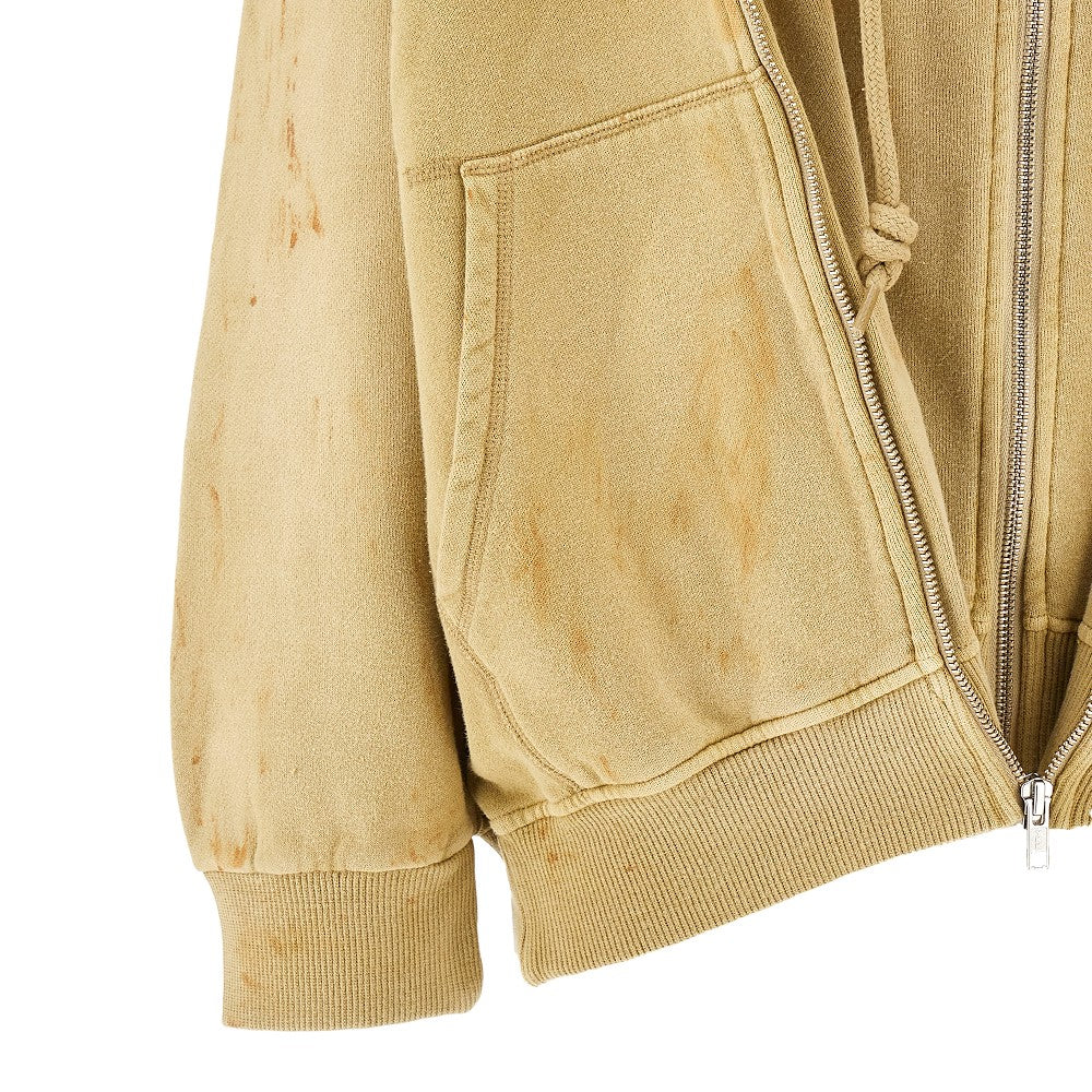Felpa full-zip oversize con effetto sporco