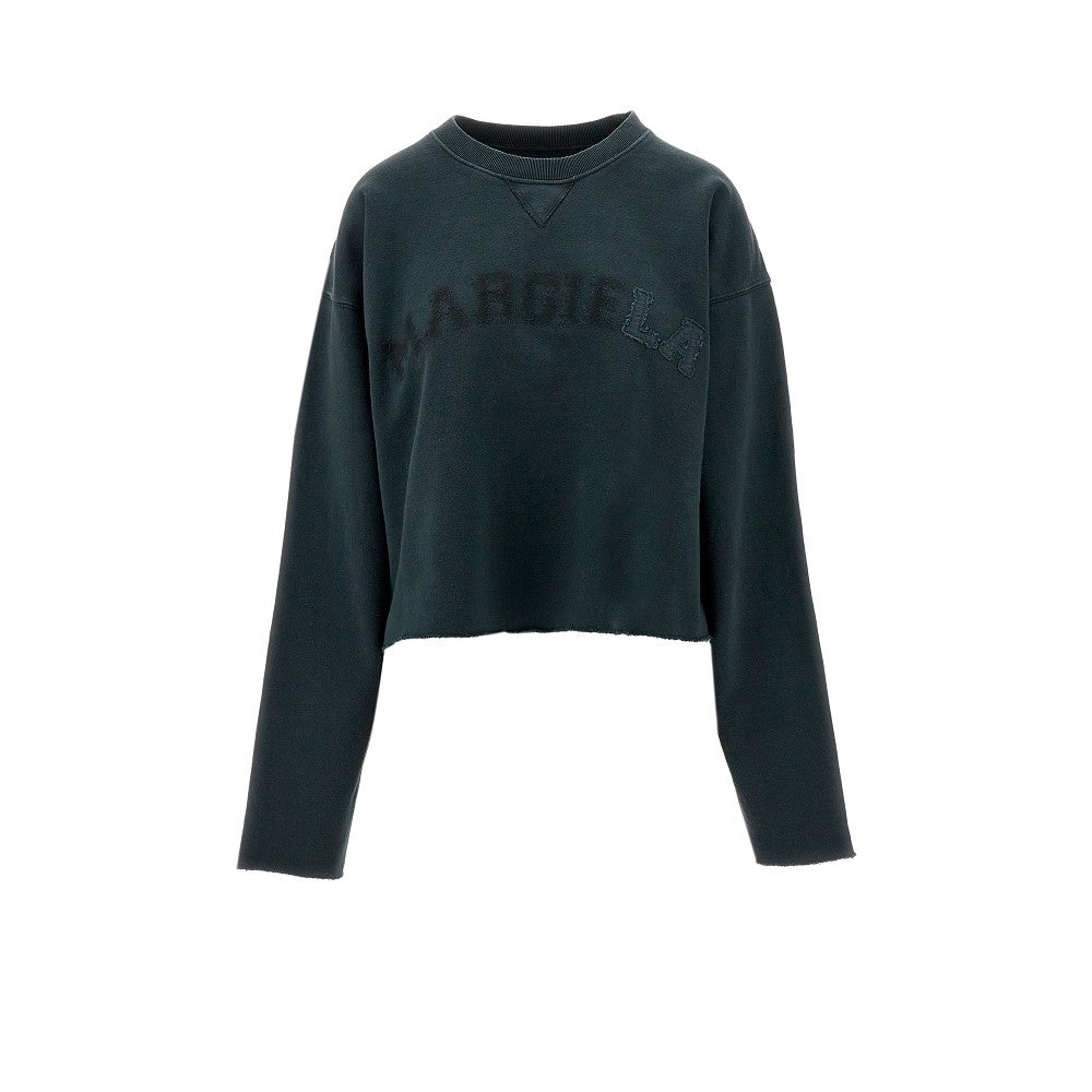 Crewneck sweatshirt with raw-cut edges