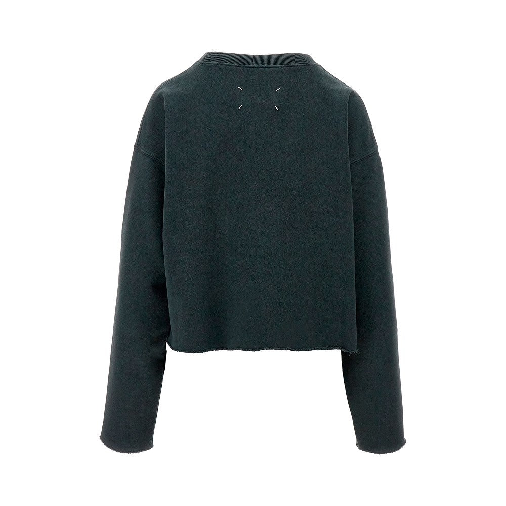Crewneck sweatshirt with raw-cut edges