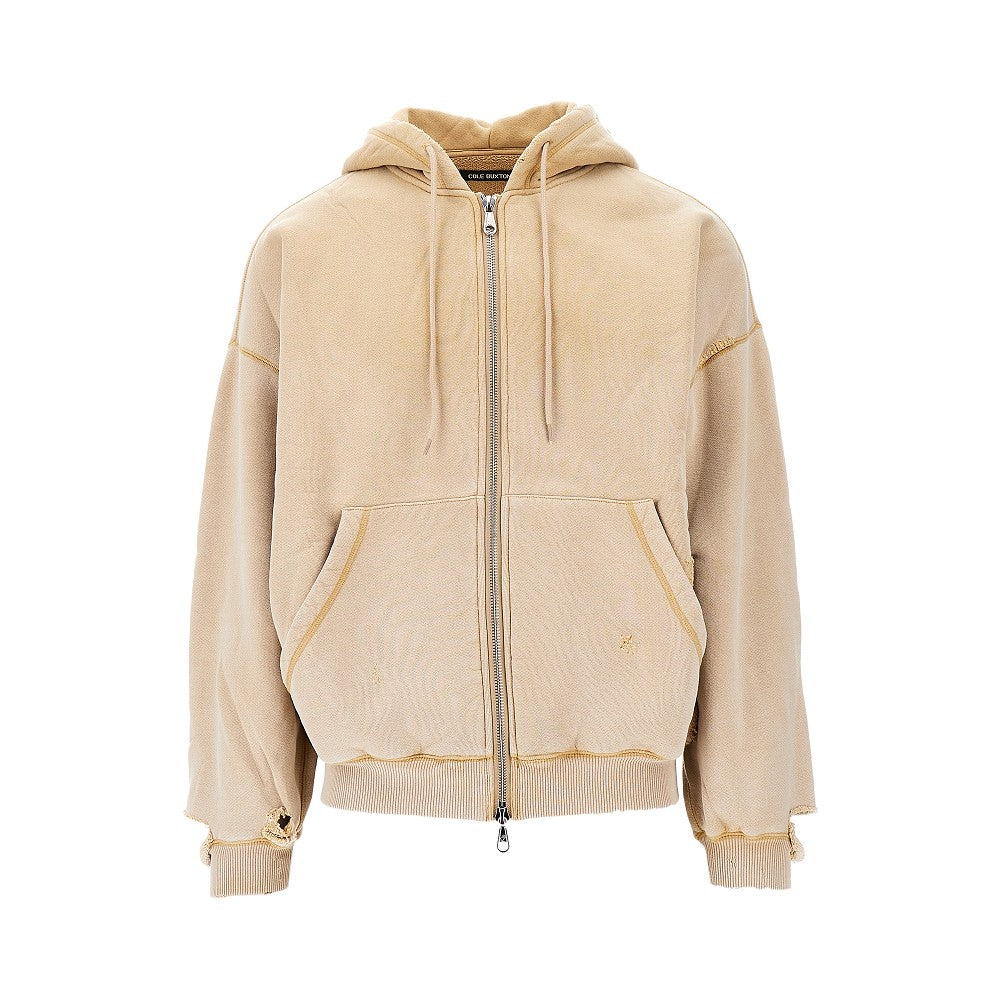 Full-zip hoodie with sun-faded effect