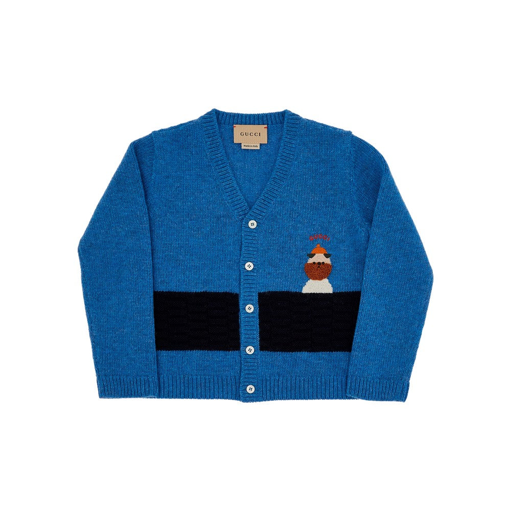 Embroidered wool cardigan