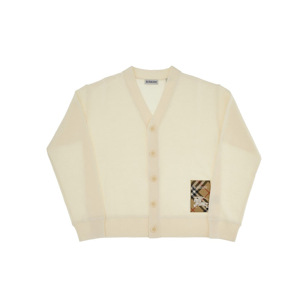 Cardigan in lana con patch Check
