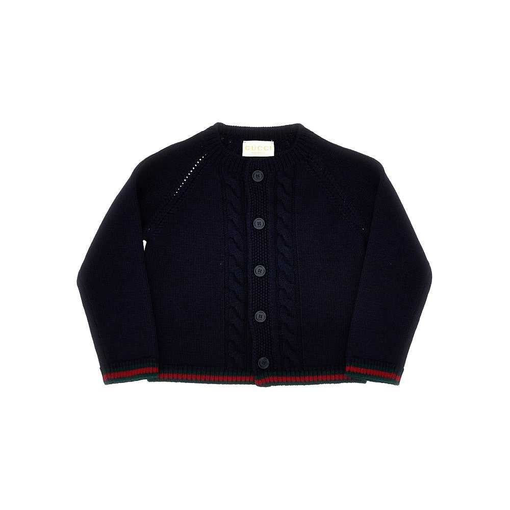 Cardigan in lana con motivo Web