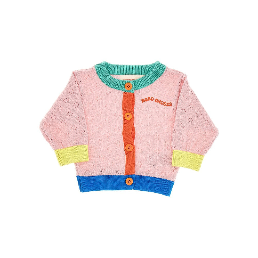 Cardigan color block in cotone