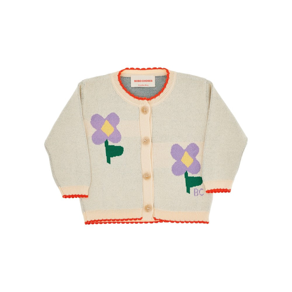 Cardigan in cotone organico 'Pansy Flower'