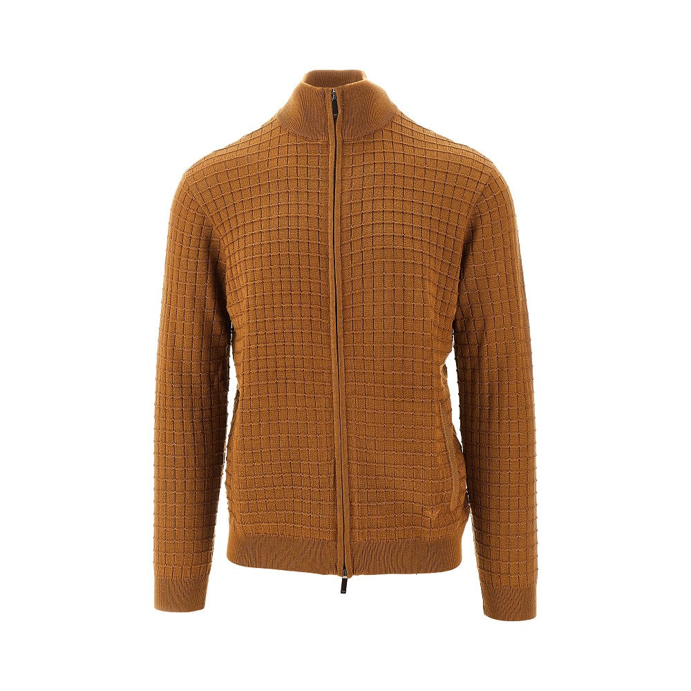 Cardigan in misto lana effetto check