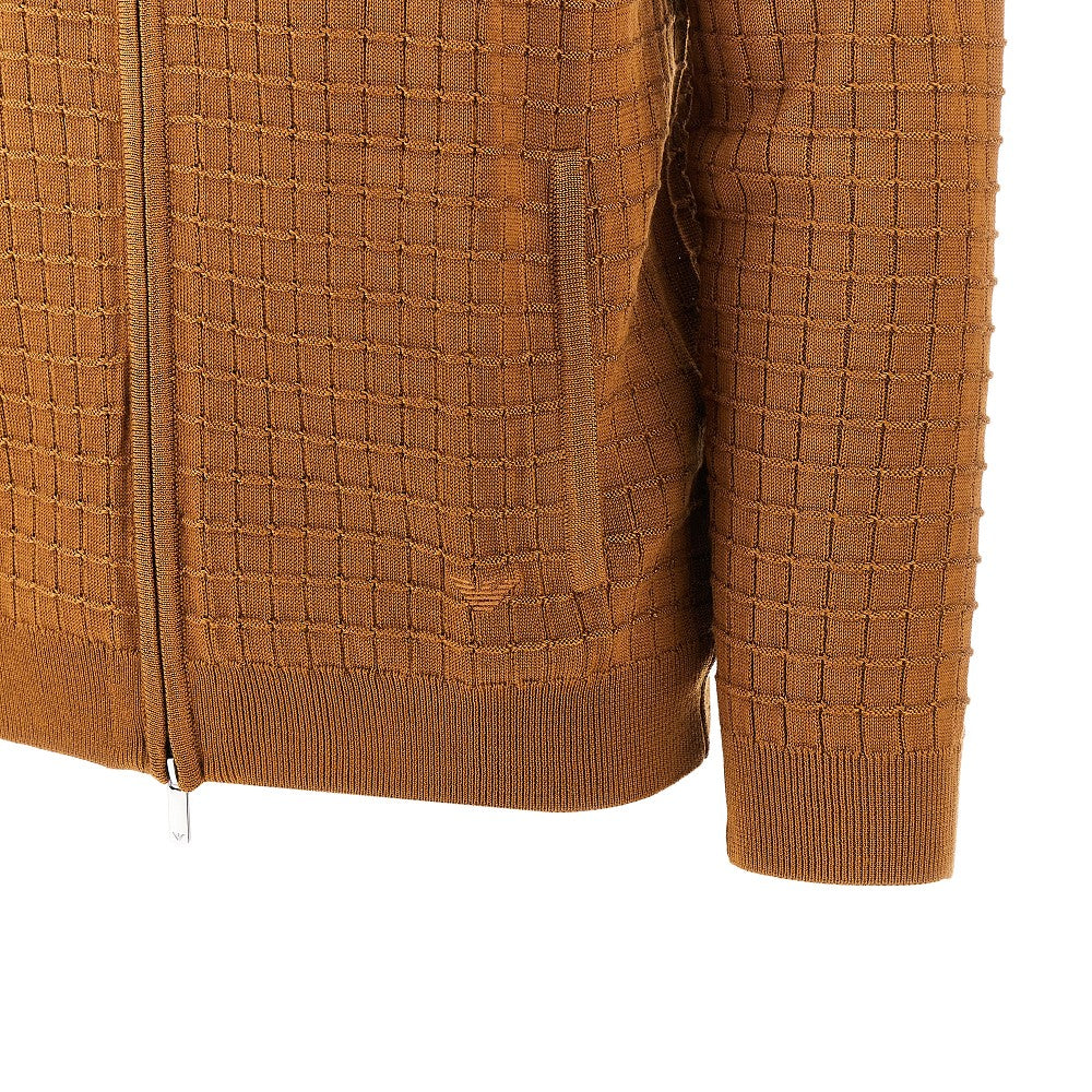 Cardigan in misto lana effetto check