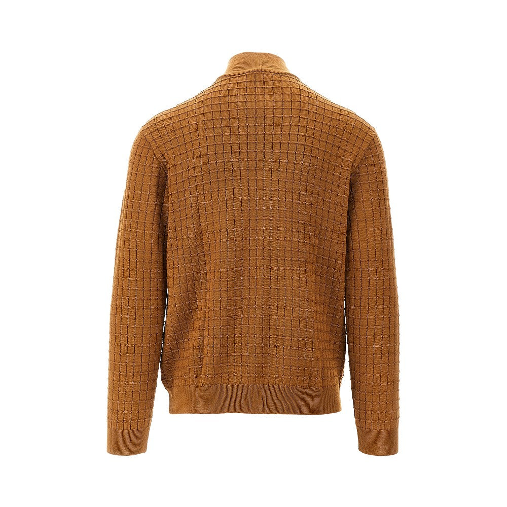 Cardigan in misto lana effetto check