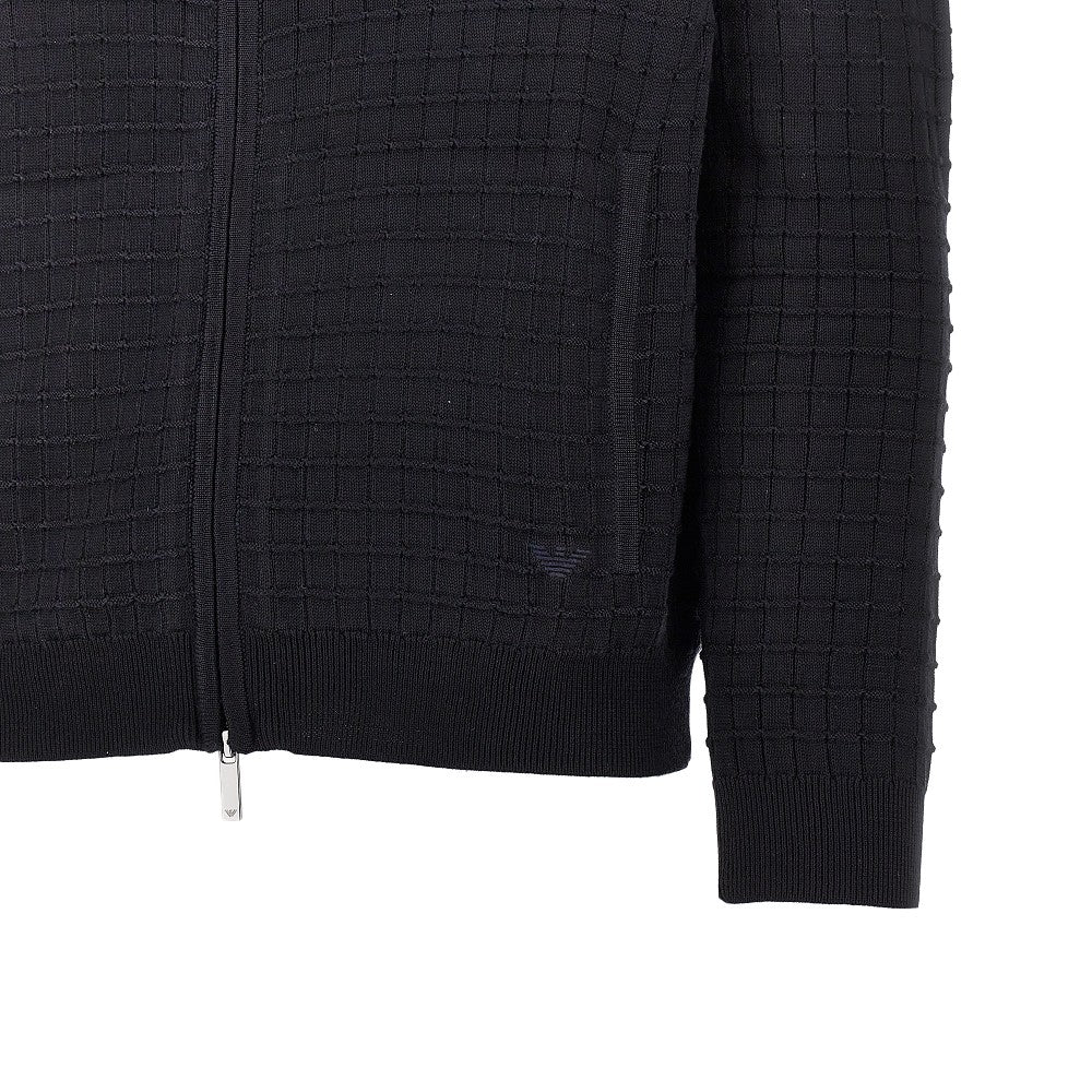 Check effect wool-blend cardigan