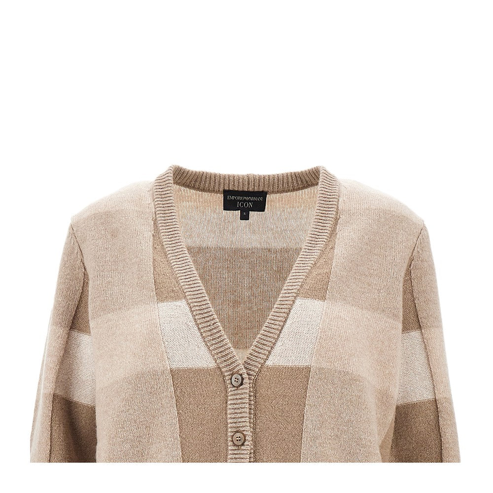Cardigan in lana e cachemire a quadri