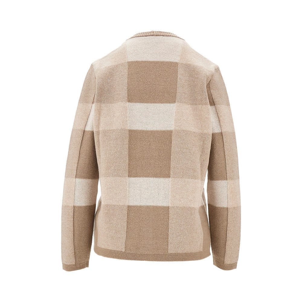 Cardigan in lana e cachemire a quadri