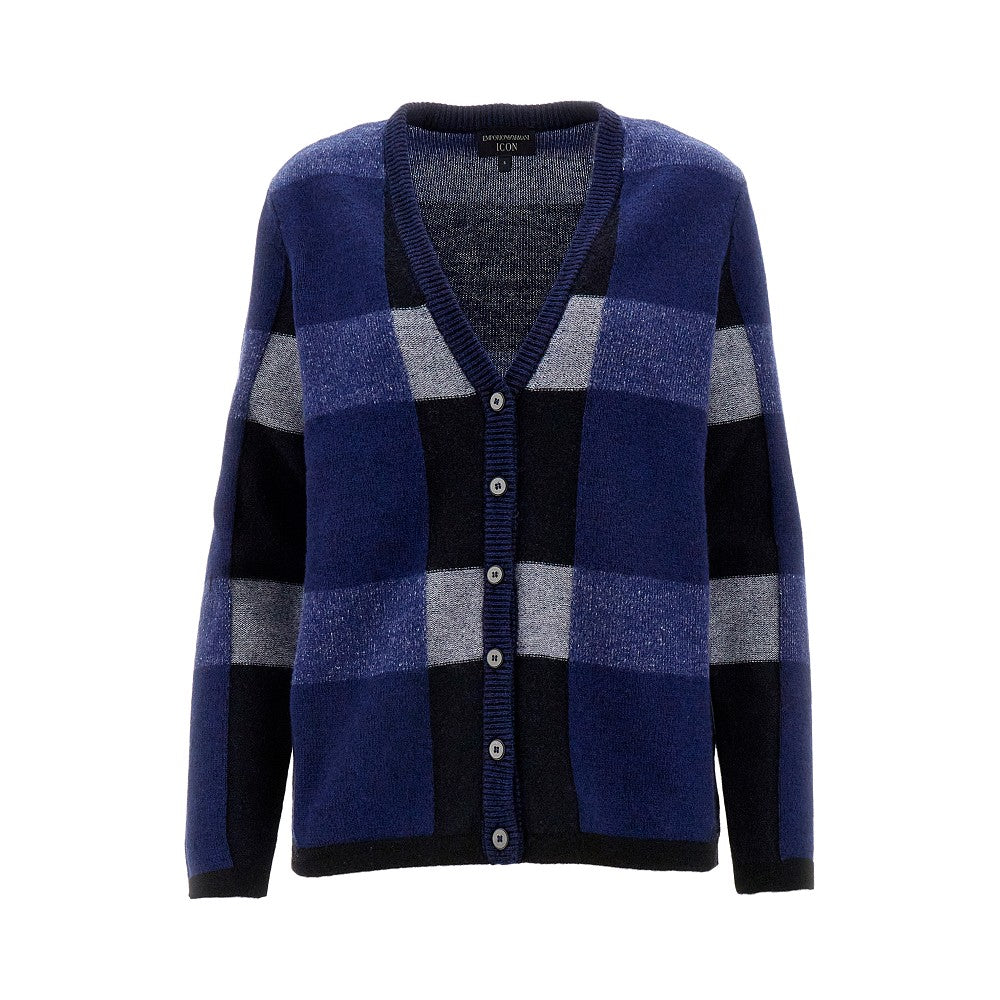 Check wool and cashmere cardigan