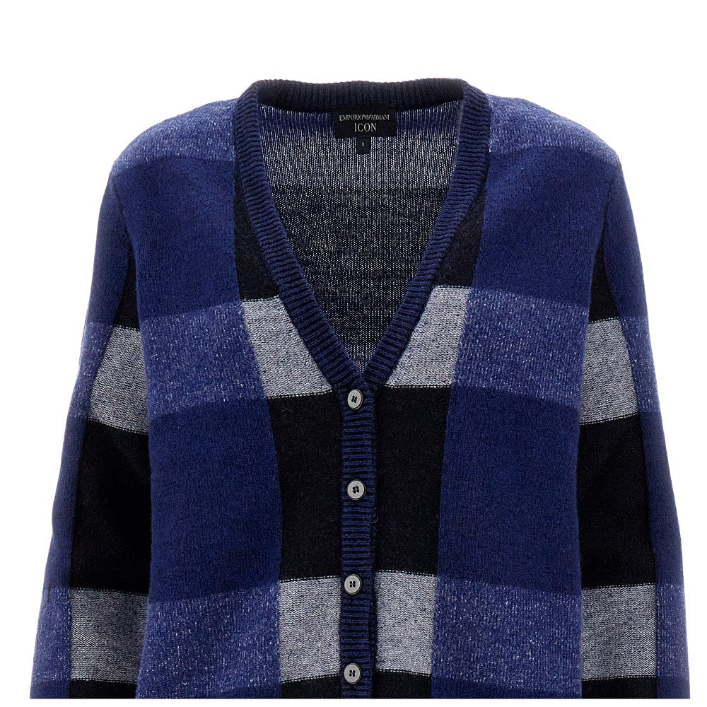 Check wool and cashmere cardigan