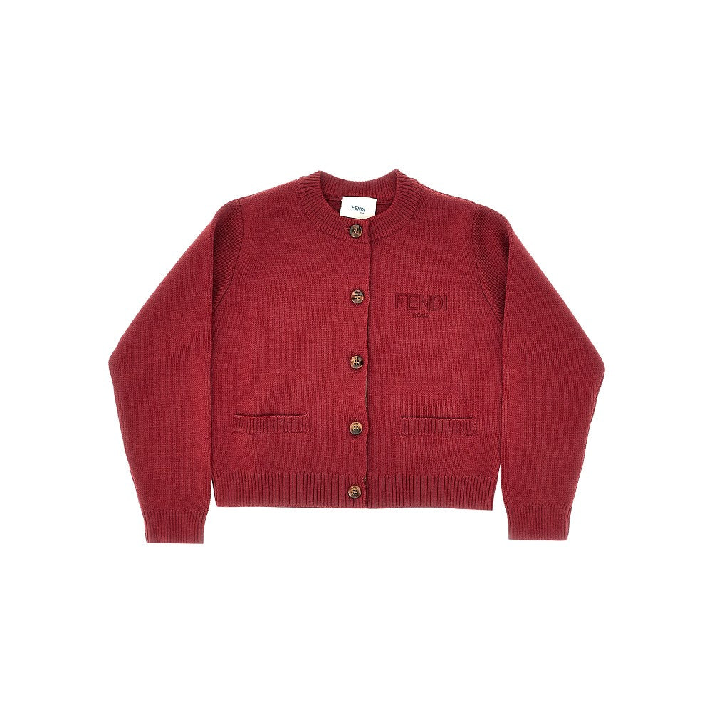 Wool cardigan with logo embroidery