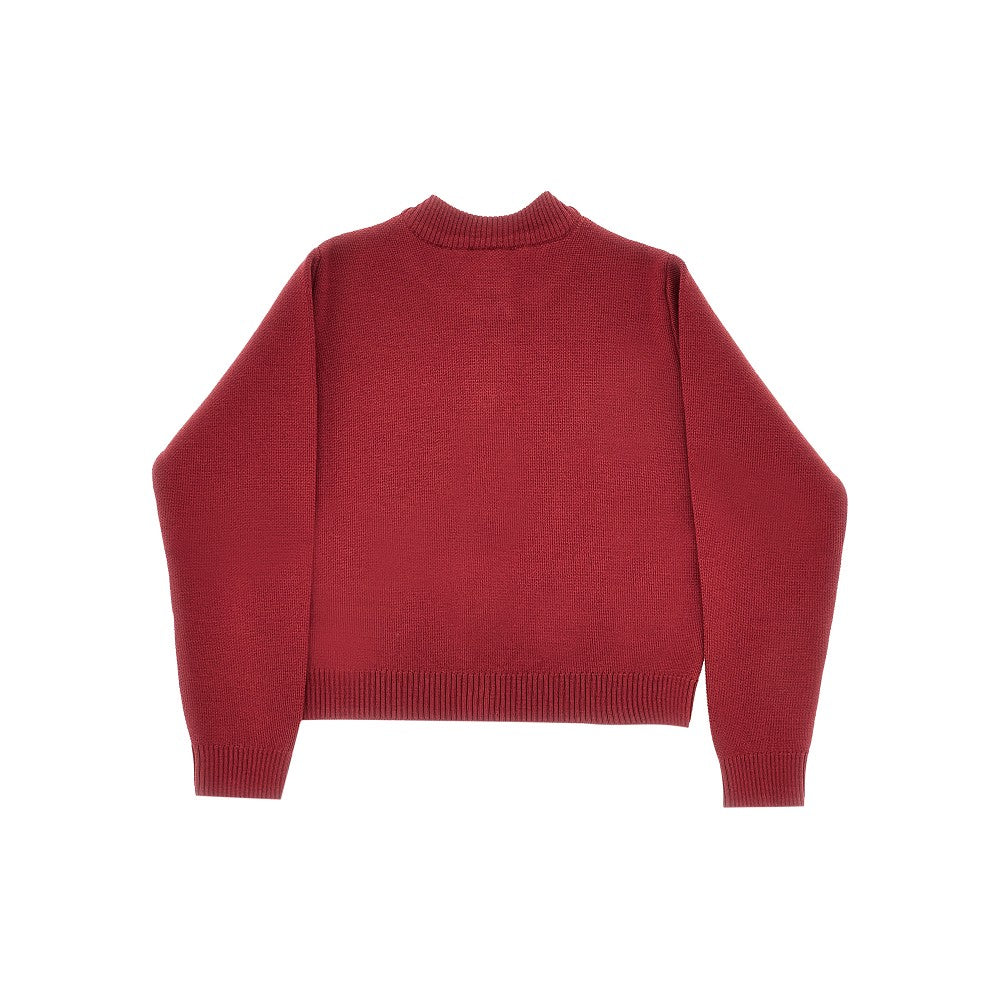 Wool cardigan with logo embroidery