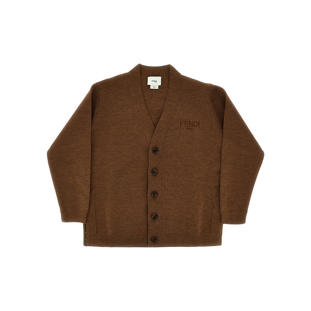 Wool cardigan with FF trimmings