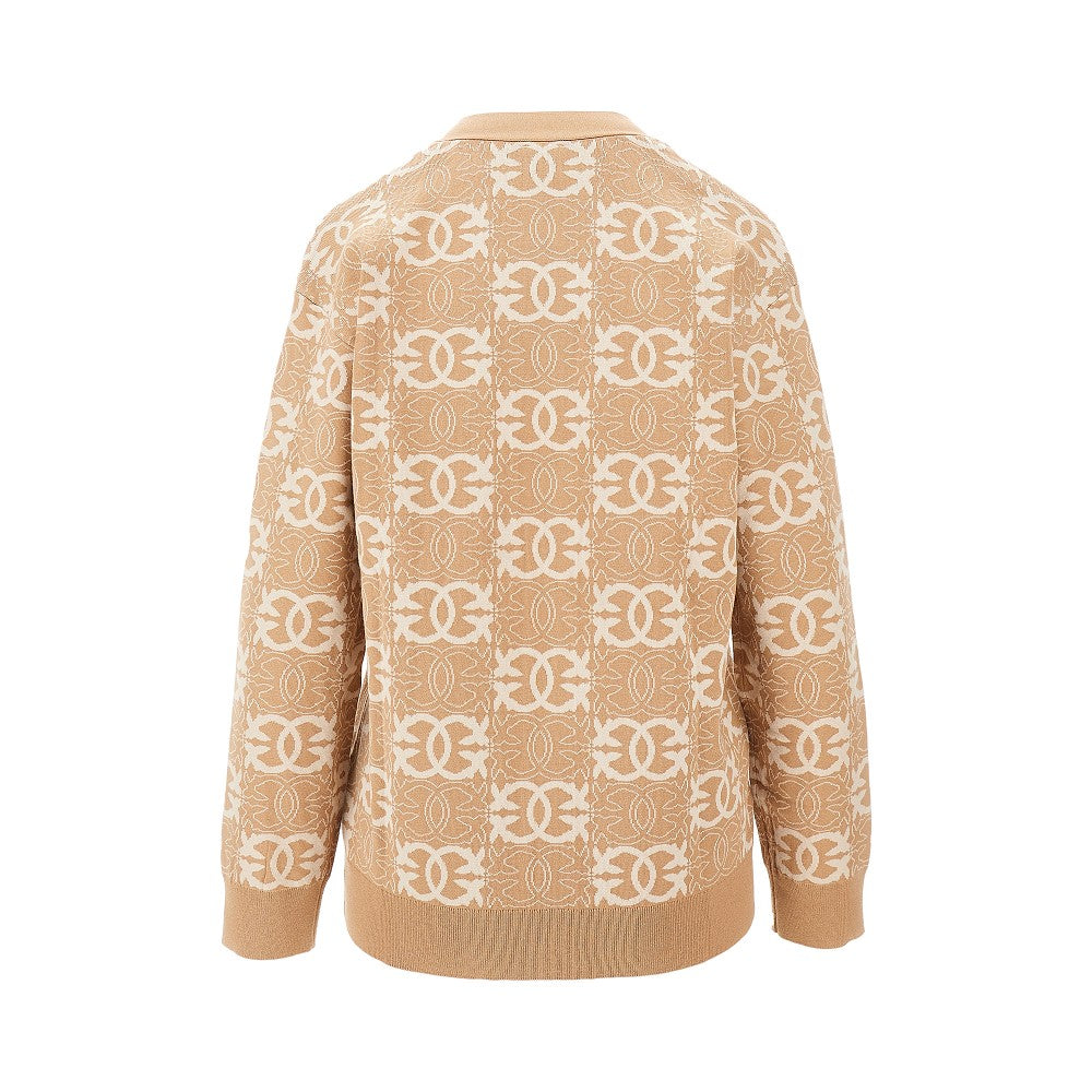 Jacquard viscose-blend cardigan