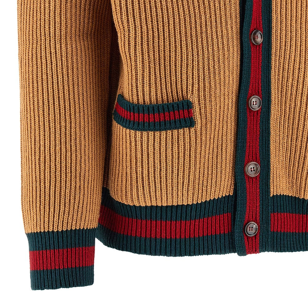 Cardigan in lana con finiture Web