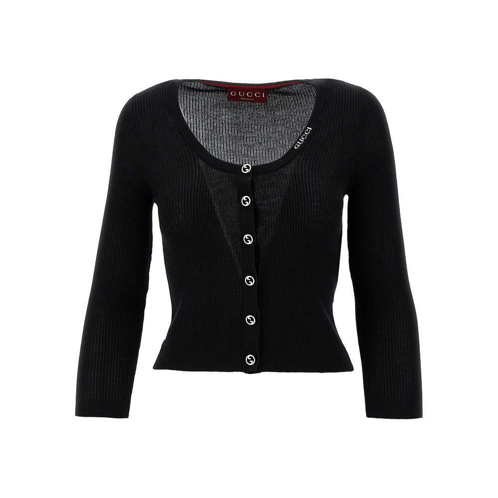 Ribbed cardigan with logo buttons