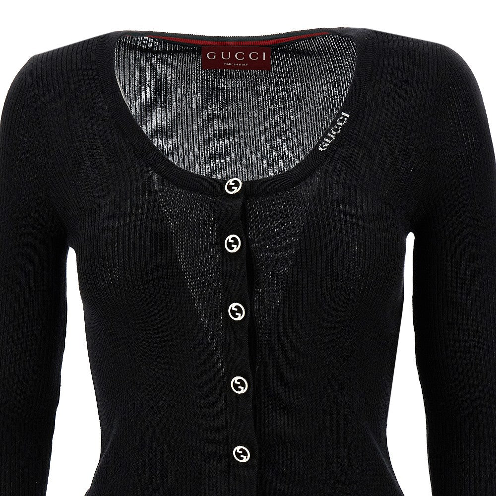 Ribbed cardigan with logo buttons