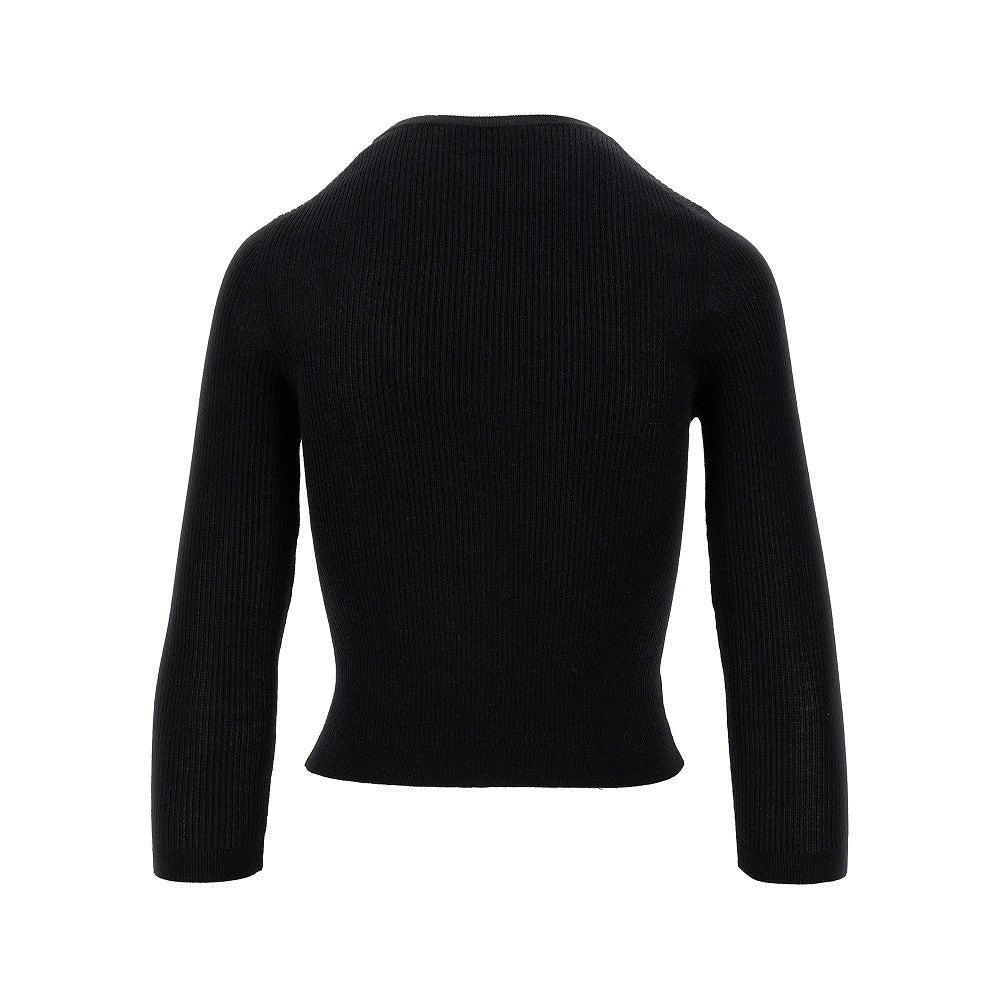 Ribbed cardigan with logo buttons