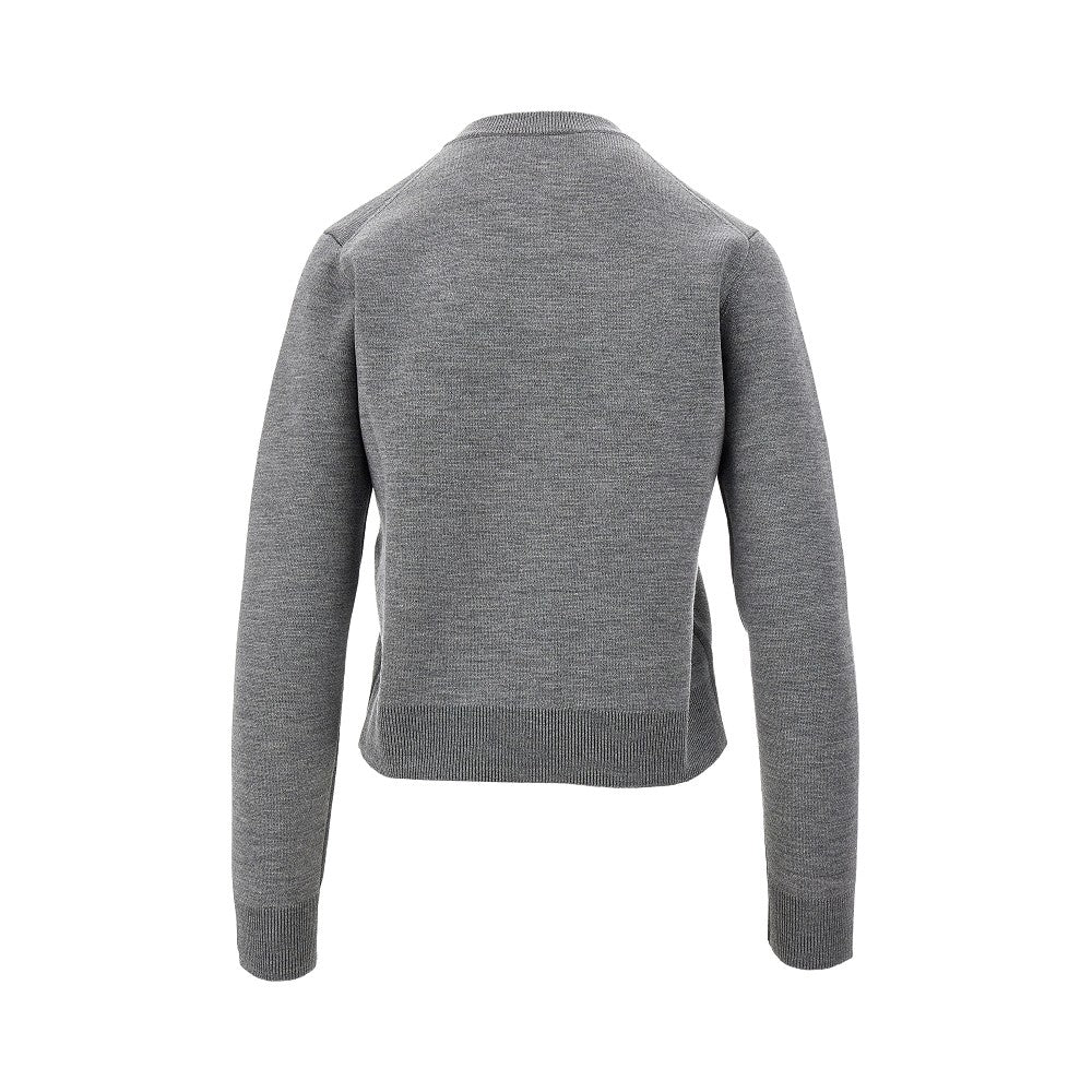 Wool-blend cardigan with jacquard logo
