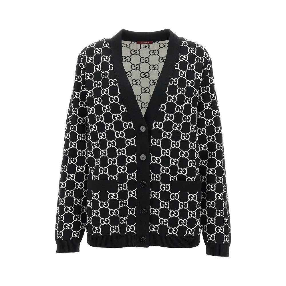 Cardigan reversibile in lana jacquard