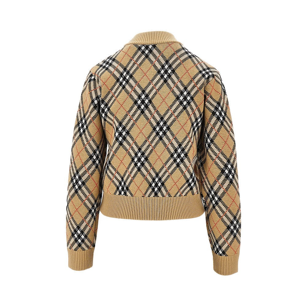 Cardigan full-zip in lana Check
