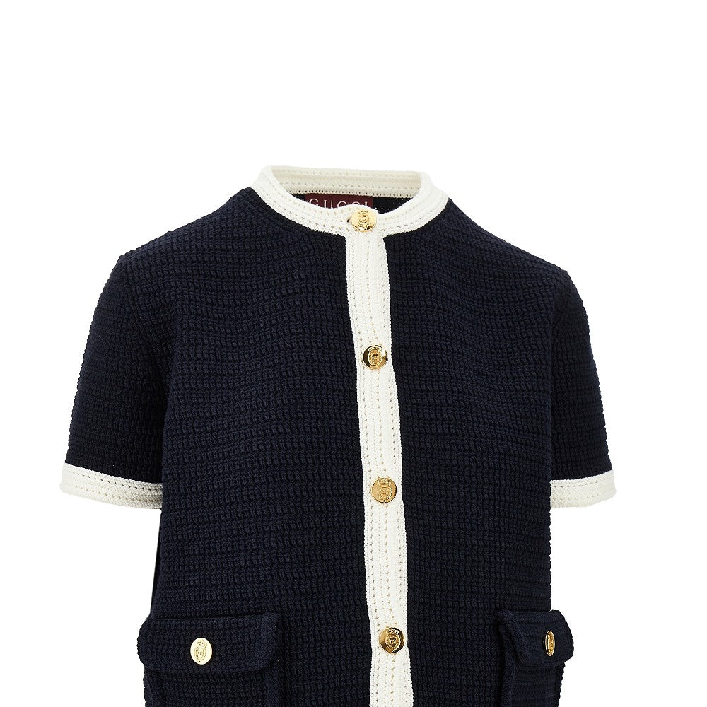 Cardigan in cotone con finiture a contrasto