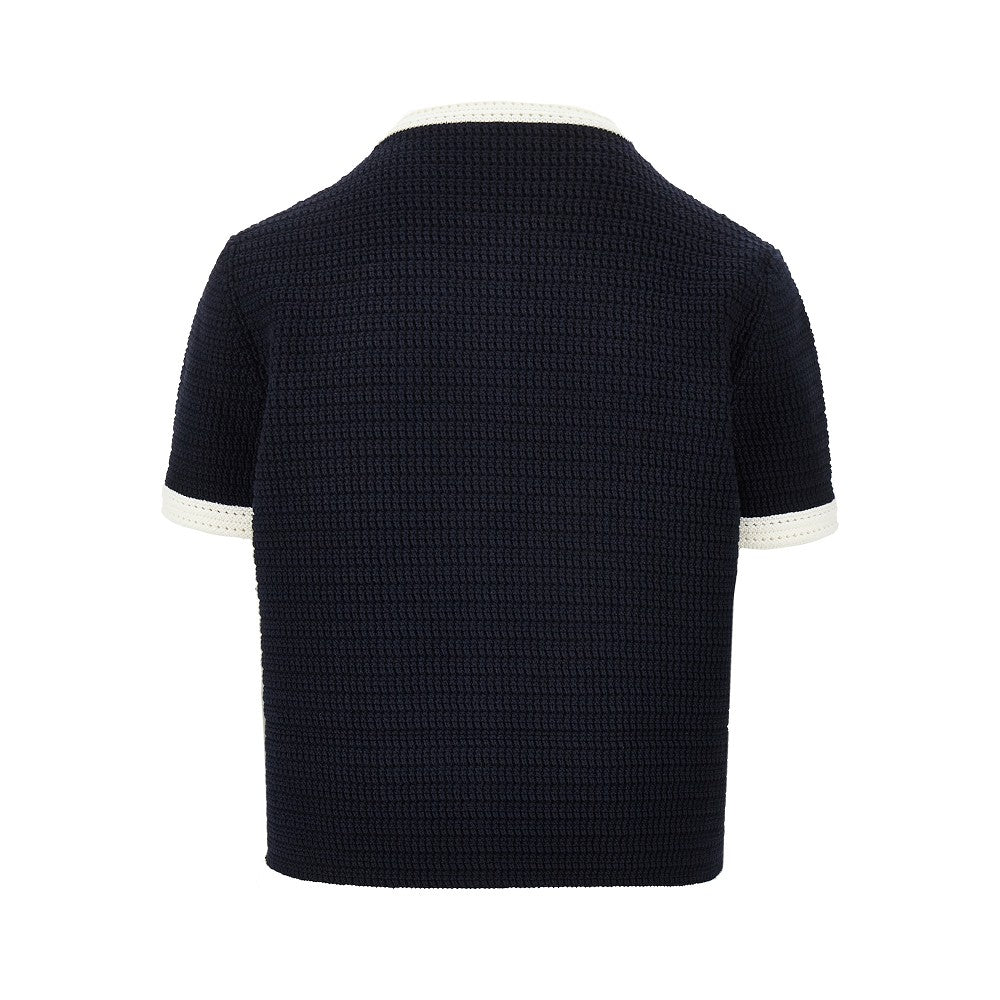 Cardigan in cotone con finiture a contrasto