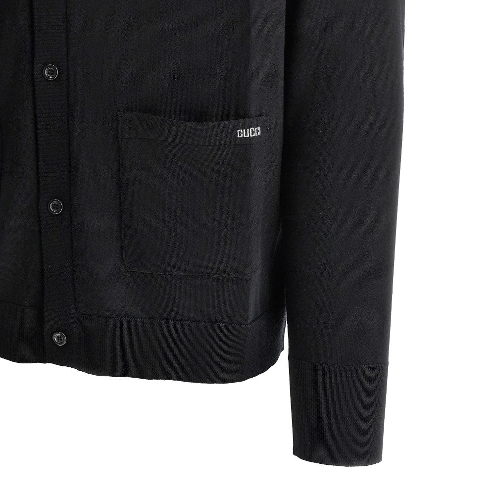 Cardigan in lana con intarsio logo
