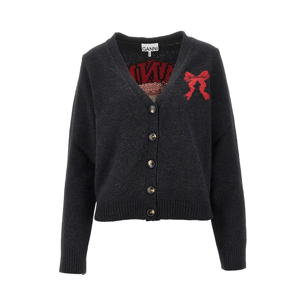 GANNI ウサギ刺繍 カーディガン Bunny intarsia wool blend cardigan GANNI – RBoutique