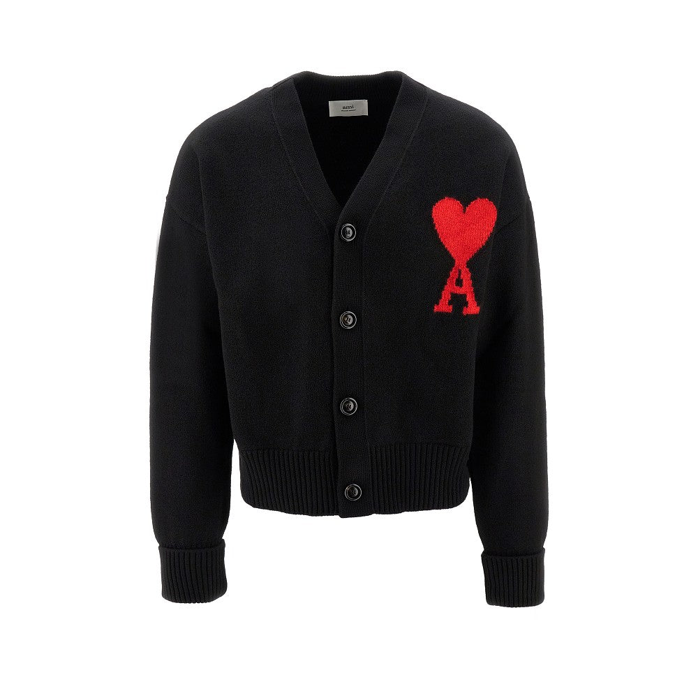 Cardigan in lana con intarsio Ami de Coeur