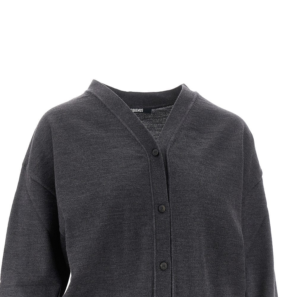 Logo embroidery wool cardigan