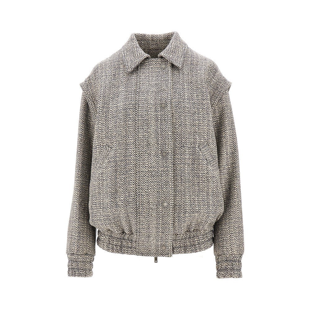 Bomber in misto lana spinato