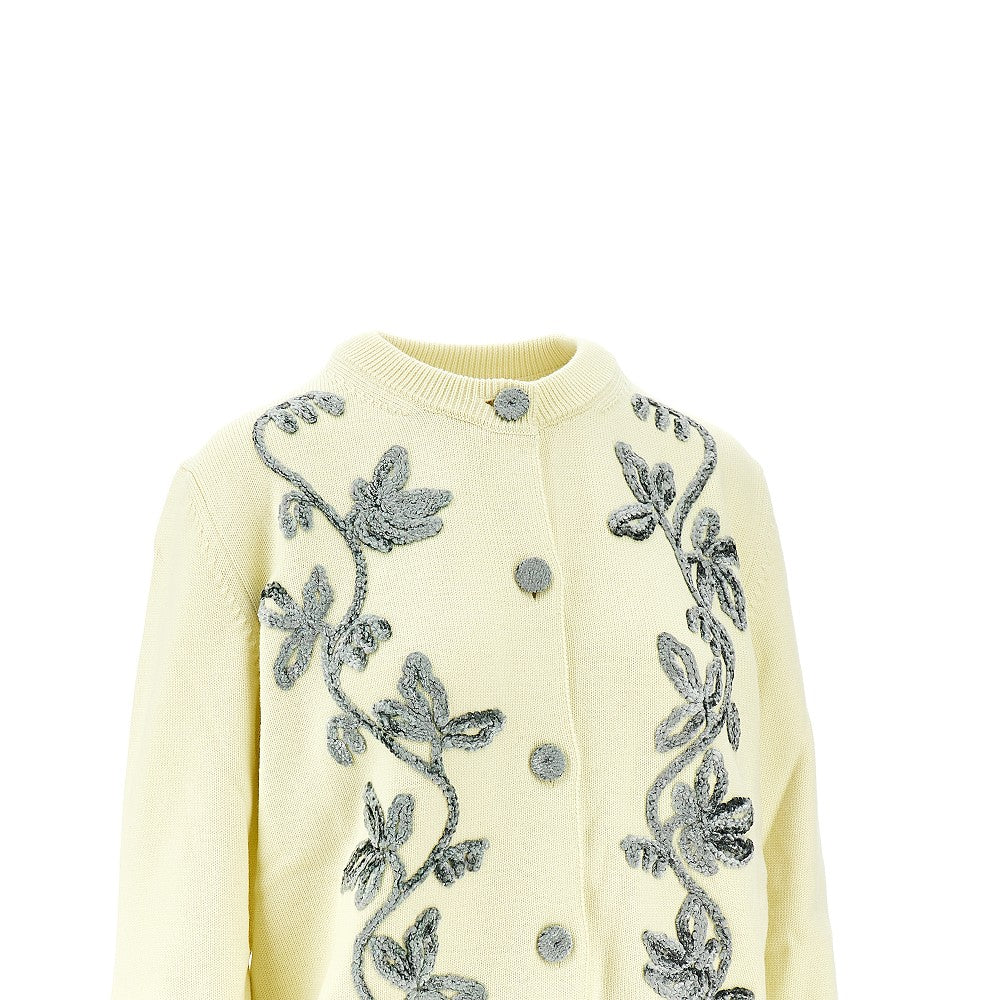 Cardigan with velvet floral embroidery