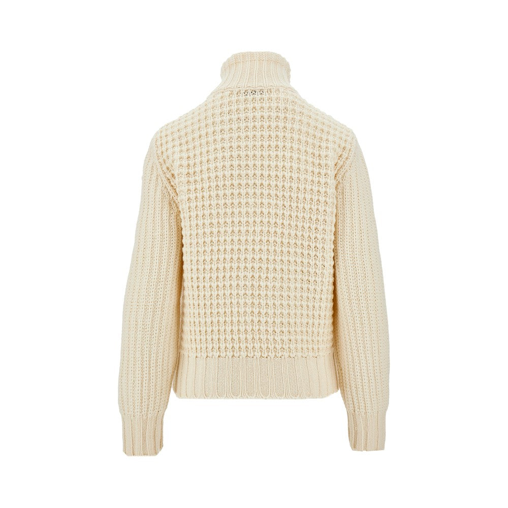 Cardigan in lana con fronte imbottito