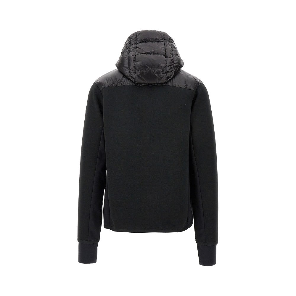 Technical knit and padded nylon zip hoodie