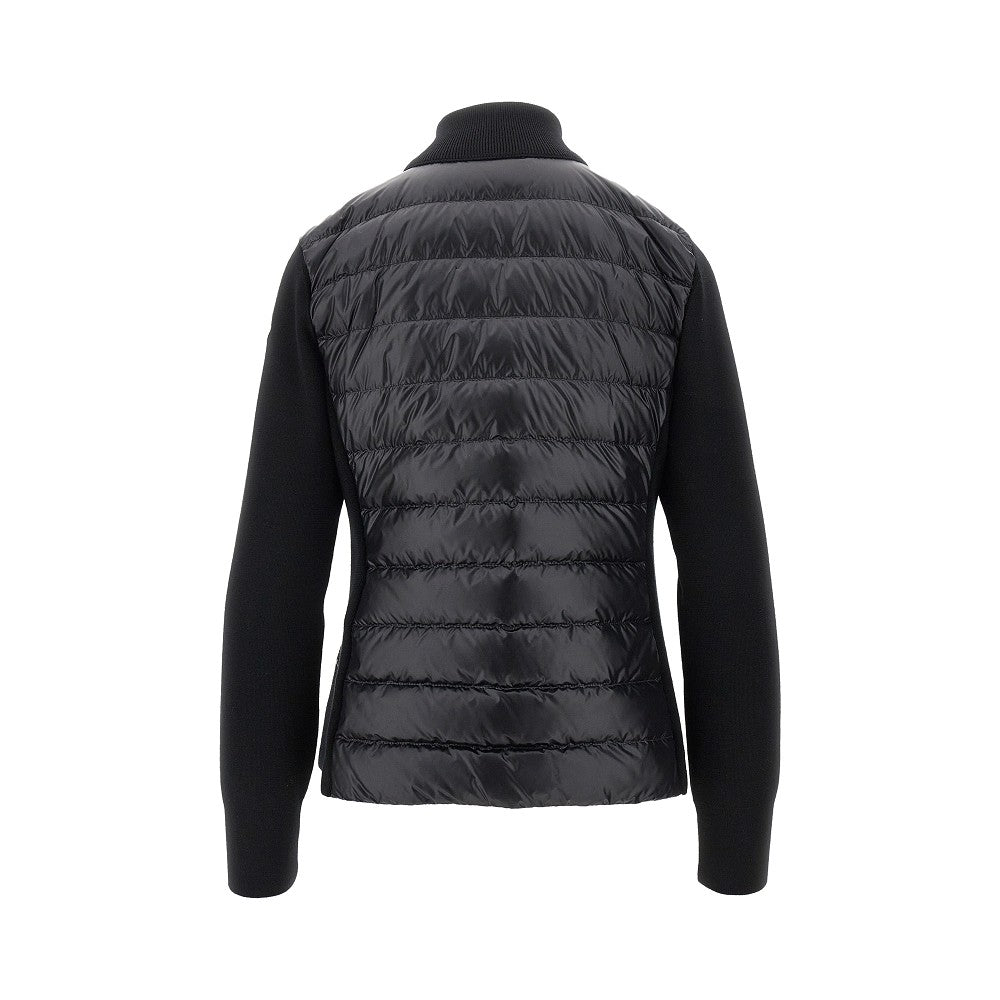Padded nylon and wool cardigan