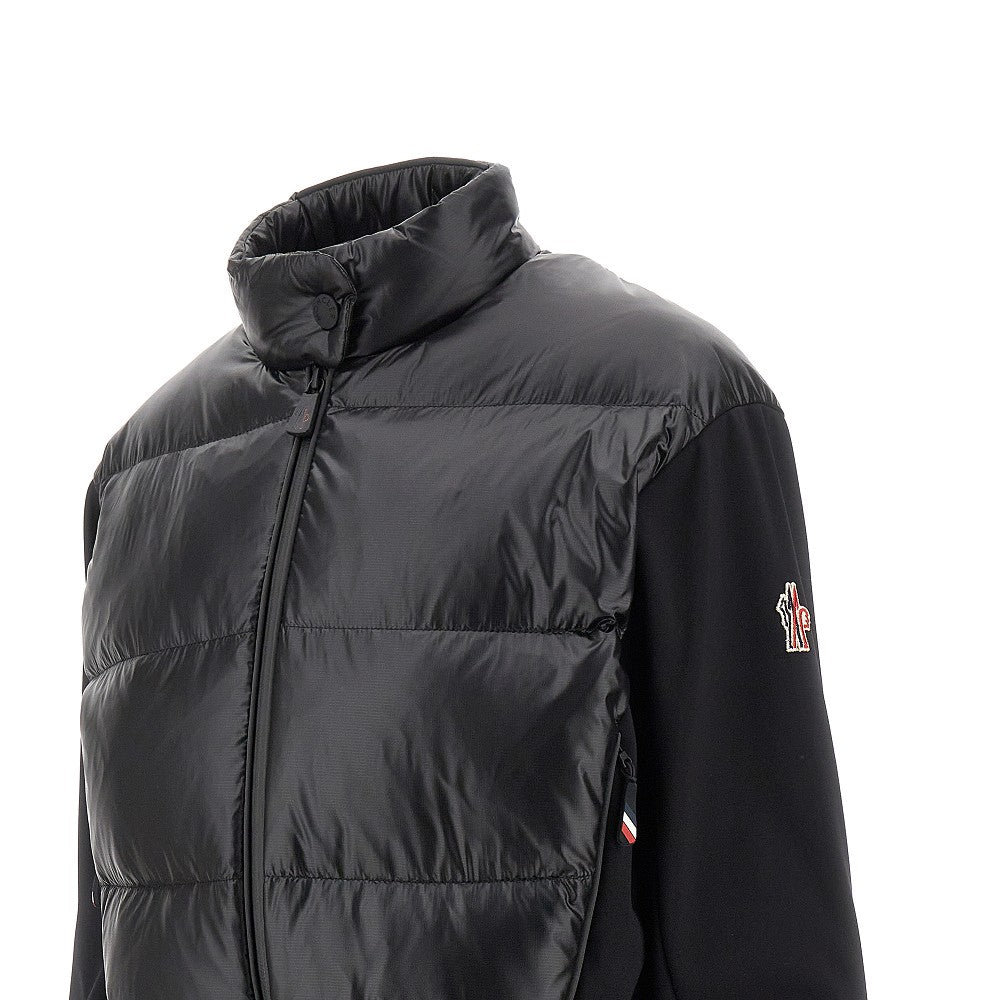 Padded nylon and scuba jersey full-zip jacket