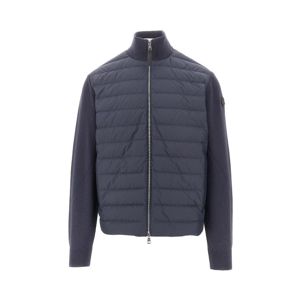 Knit and nylon full-zip cardigan