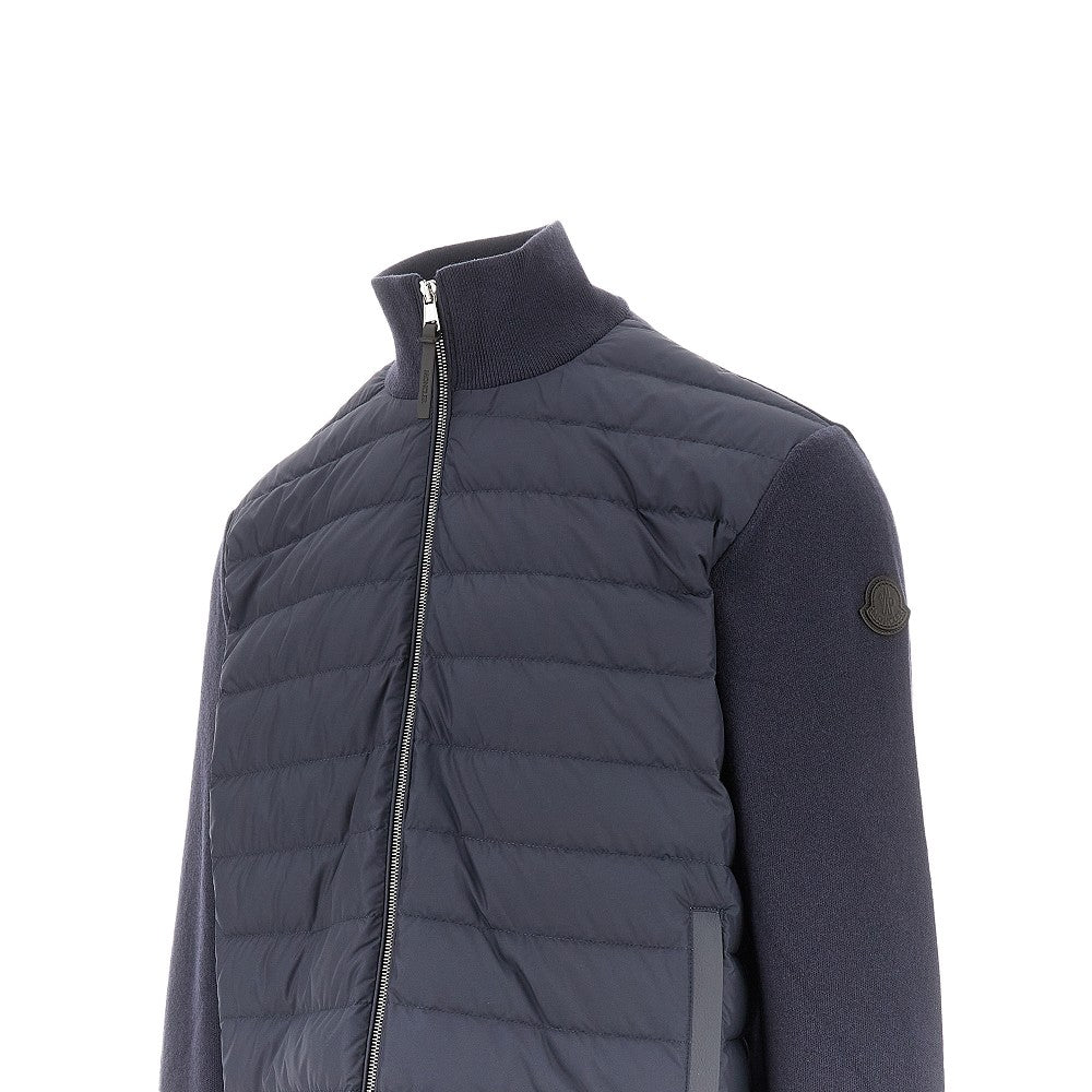 Knit and nylon full-zip cardigan