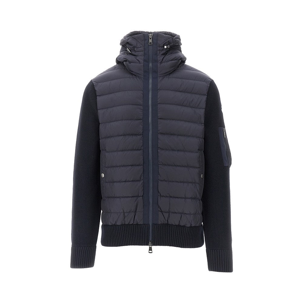 Padded nylon and knit blouson jacket