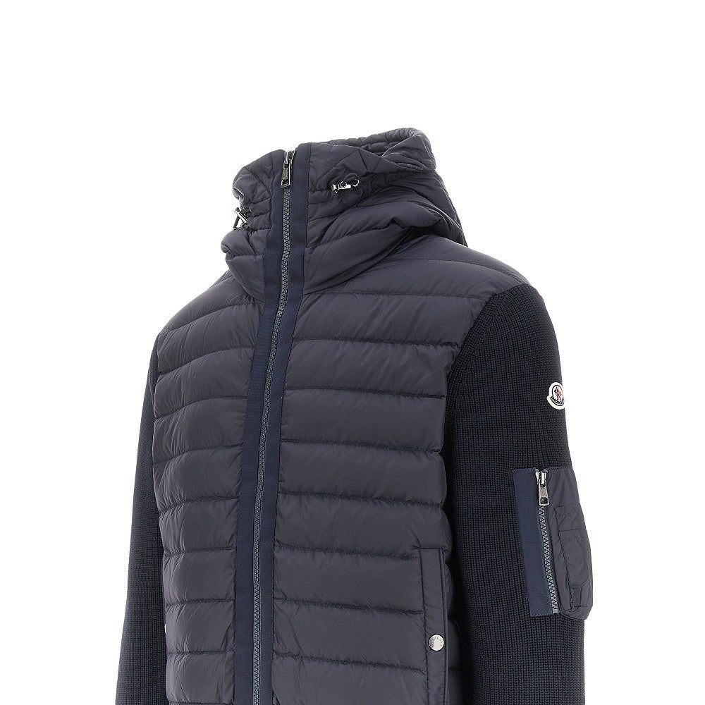 Padded nylon and knit blouson jacket