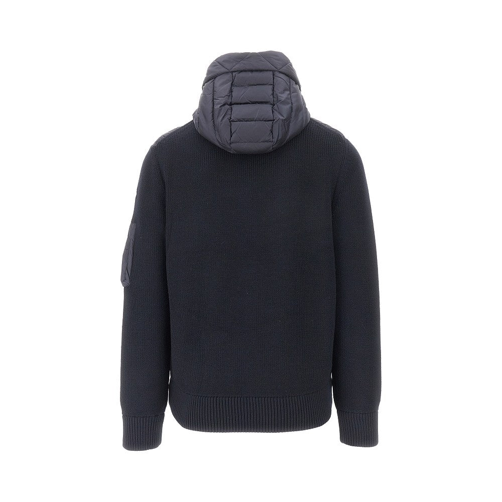 Padded nylon and knit blouson jacket