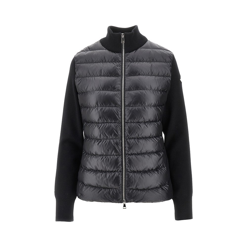 Wool and padded nylon cardigan