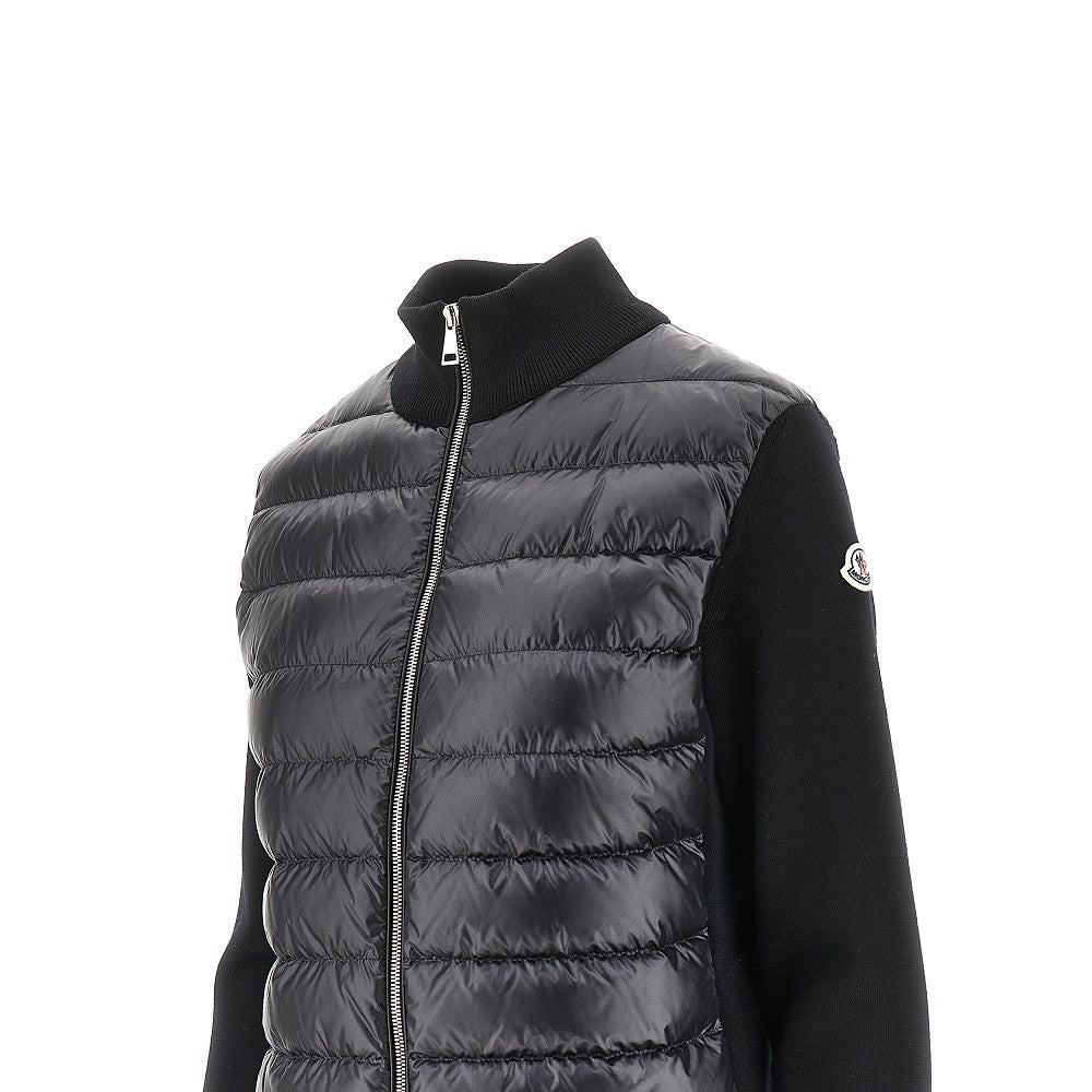 Wool and padded nylon cardigan